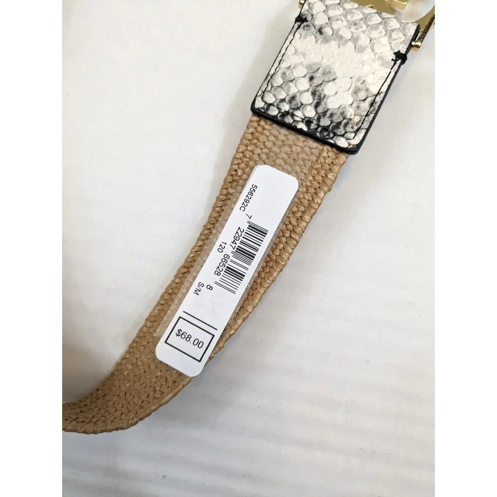 Michael Kors Women Size S/M Snake Skin Stretch Braided Synthetic Belt MSRP $68